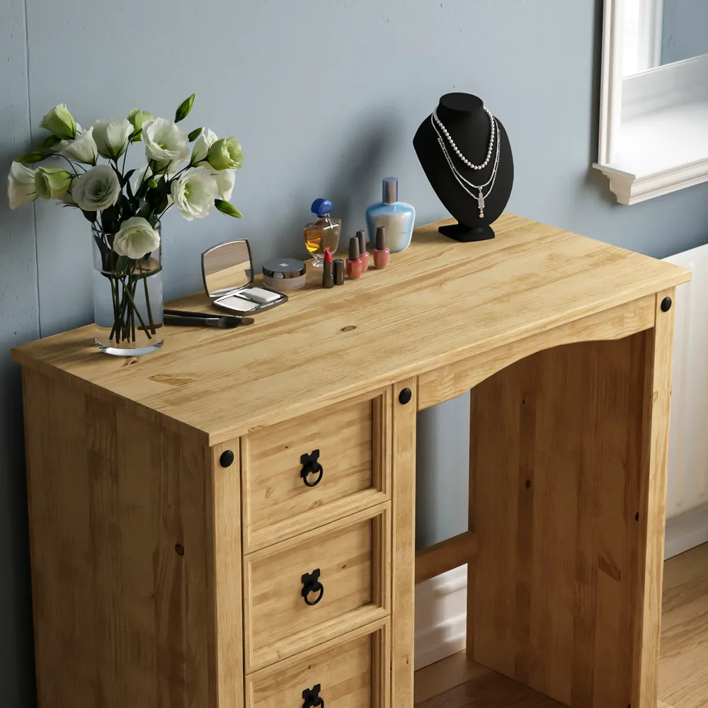 Corona 4 Drawer Dressing Table - Brown, Pine