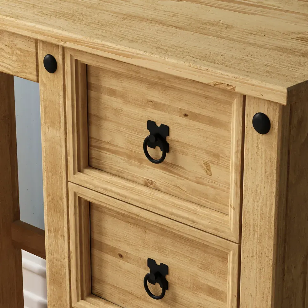 Corona 4 Drawer Dressing Table - Brown, Pine