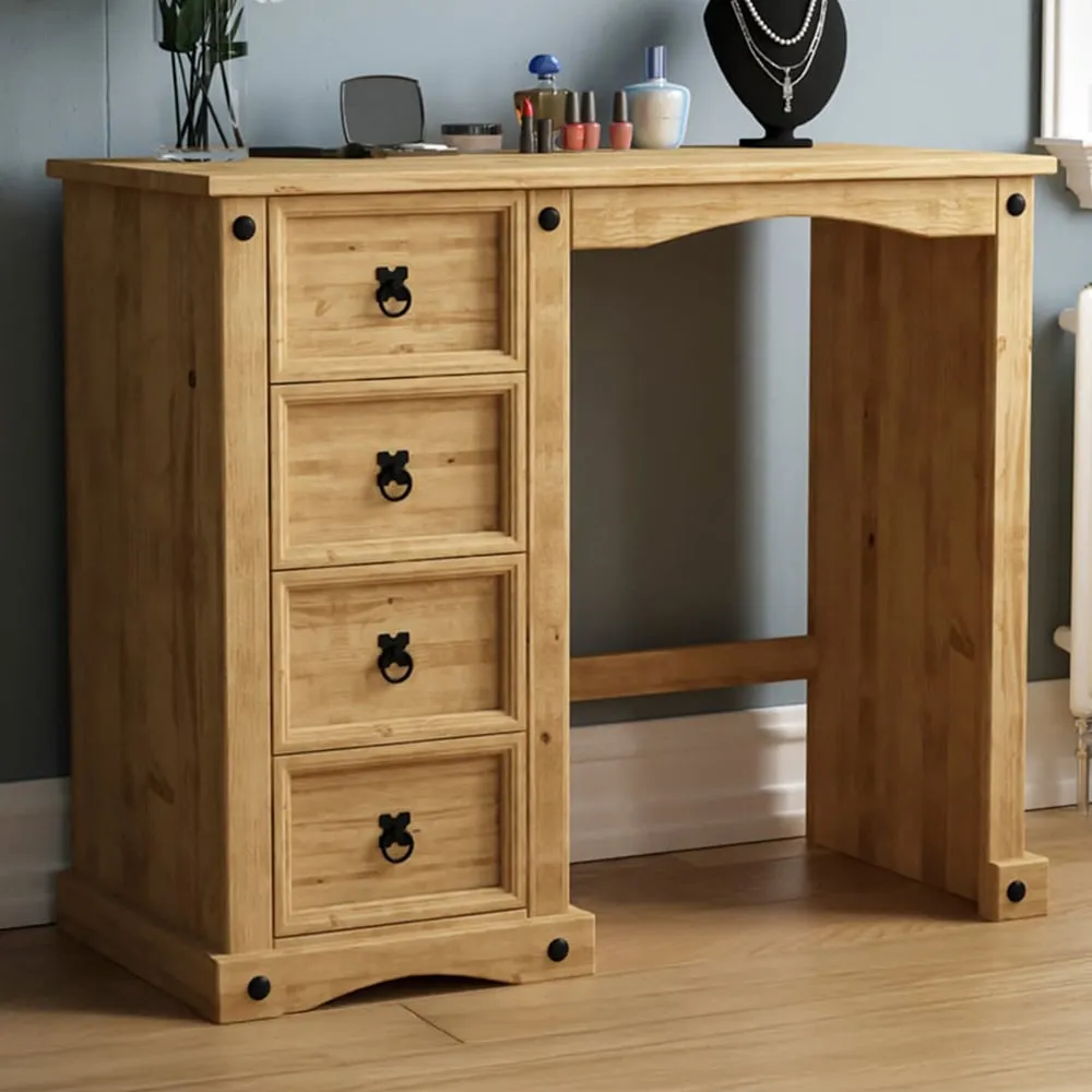 Corona 4 Drawer Dressing Table - Brown, Pine