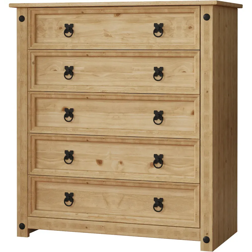Corona 5 Drawer Chest of Drawers - Brown, Pine