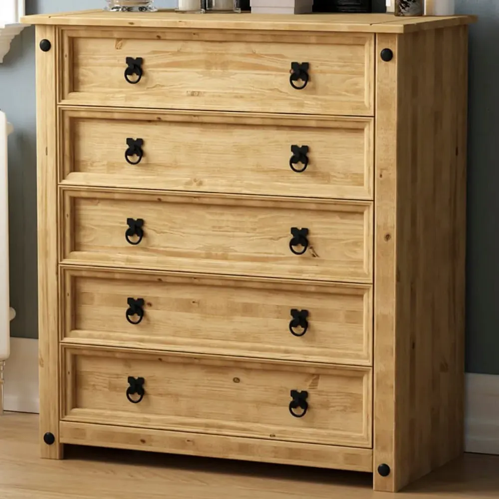 Corona 5 Drawer Chest of Drawers - Brown, Pine