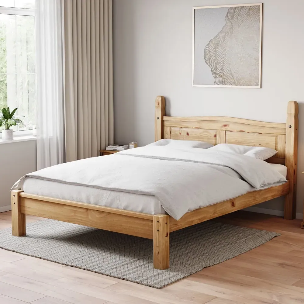 Corona Double Low Foot Bed Frame - Brown, Pine