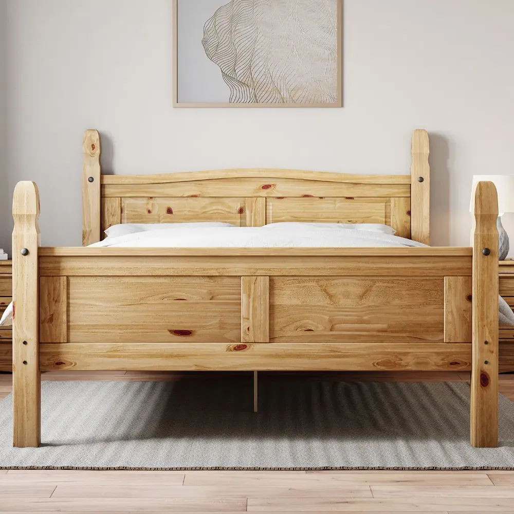 Corona Double Pine High Foot Bed Frame - Brown