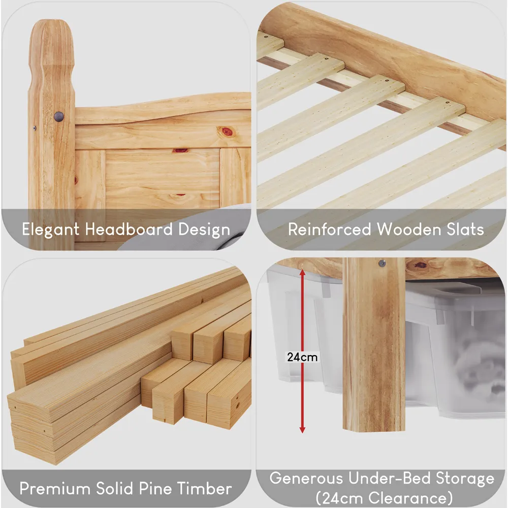 Corona Double Pine High Foot Bed Frame - Brown