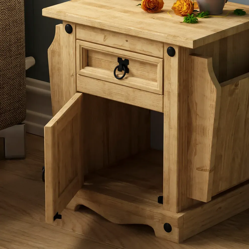 Corona Magazine Table - Brown, Pine