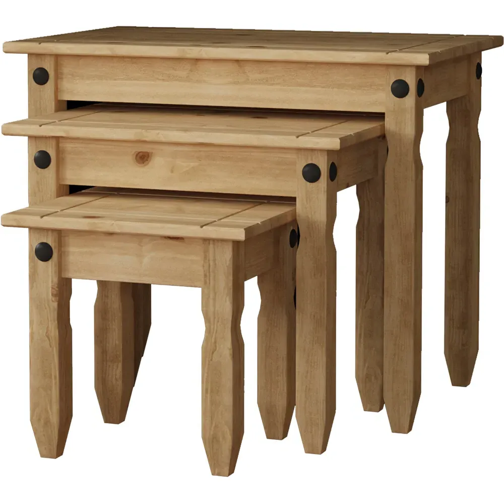 Corona Nest of Tables Set of 3 - Brown, Pine