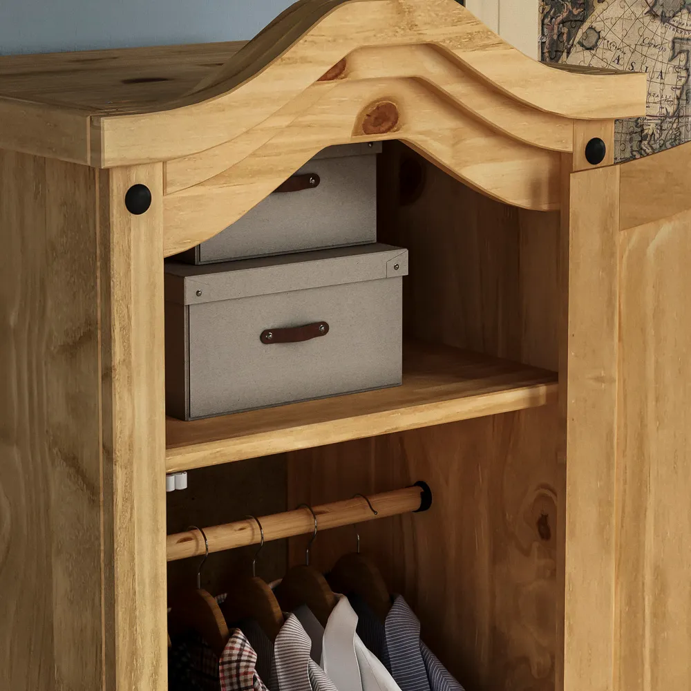 Corona Single Door Wardrobe - Brown, Pine