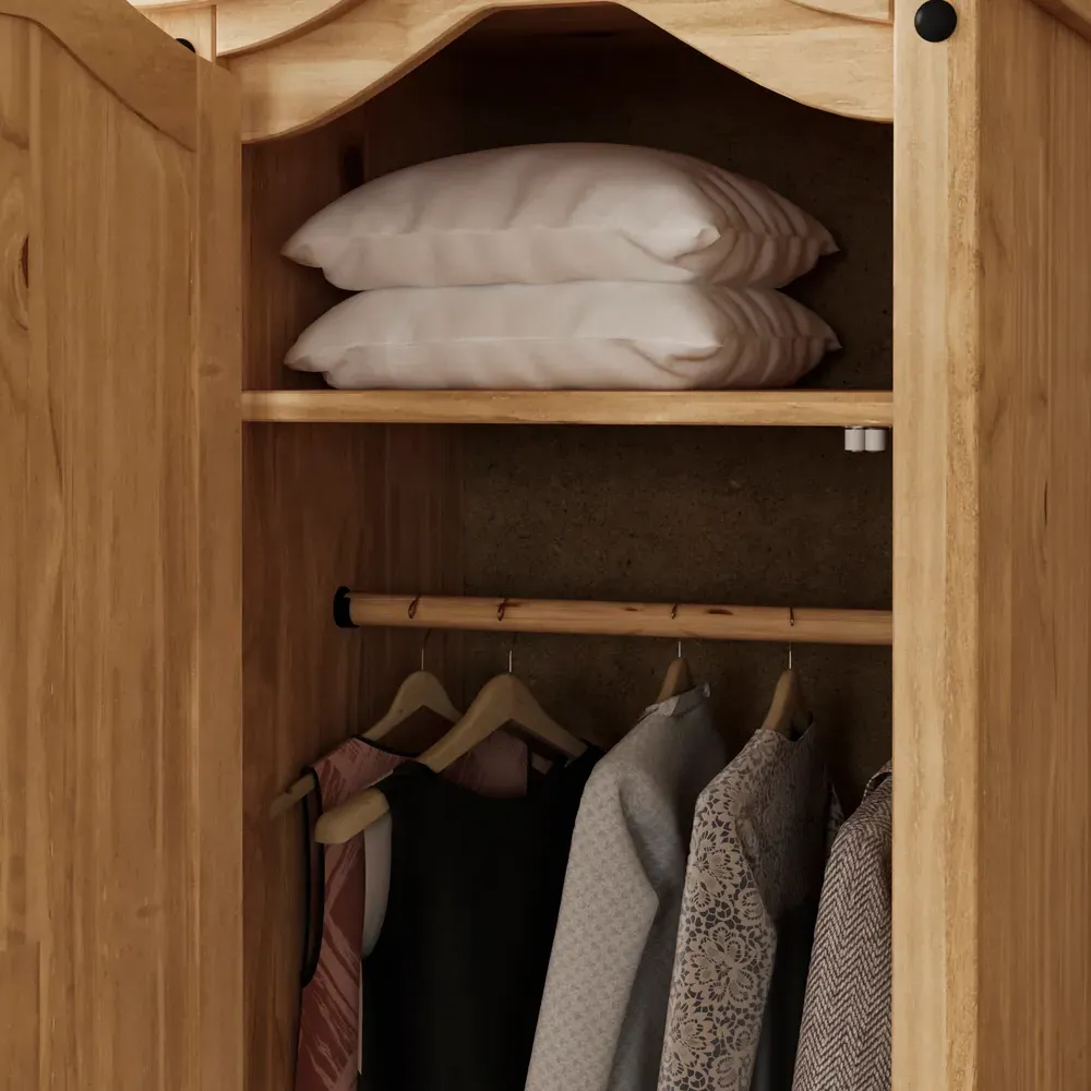 Corona Single Door Wardrobe - Brown, Pine