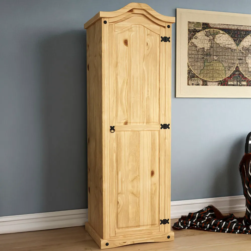 Corona Single Door Wardrobe - Brown, Pine