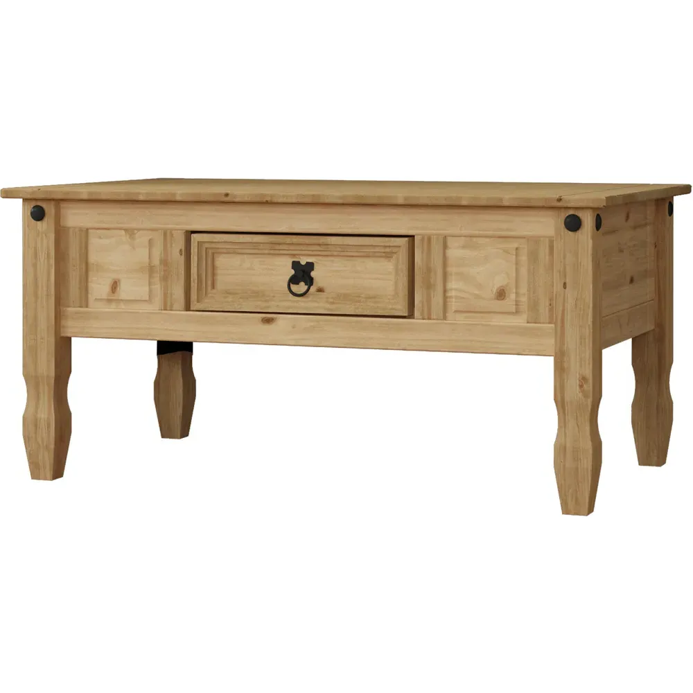 Corona Single Drawer Coffee Table - Brown, Pine