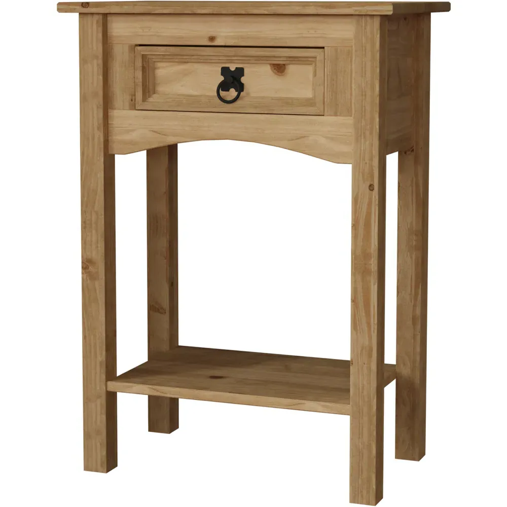 Corona Single Drawer Console Table - Brown, Pine