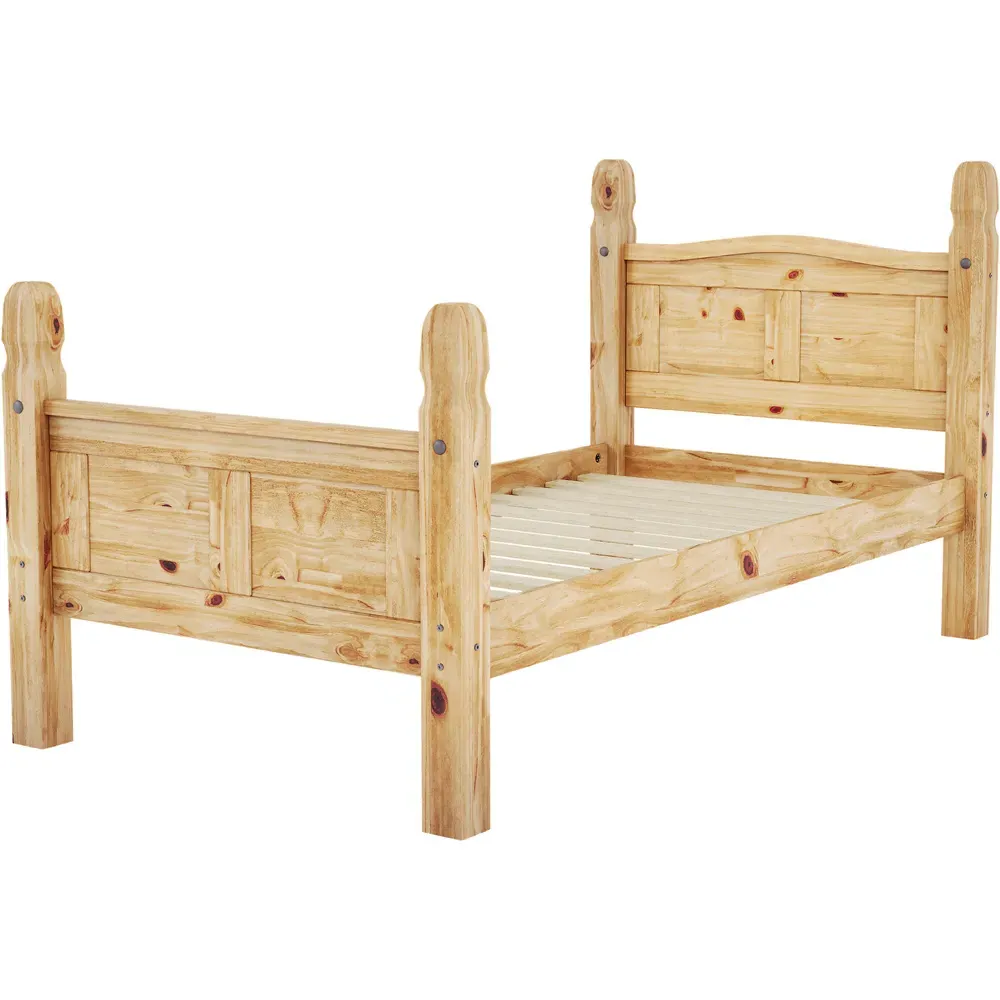 Corona Single High Foot Bed Frame - Brown, Pine