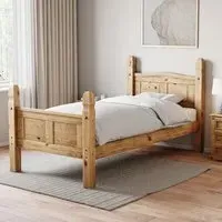 Corona Single High Foot Bed Frame - Brown, Pine