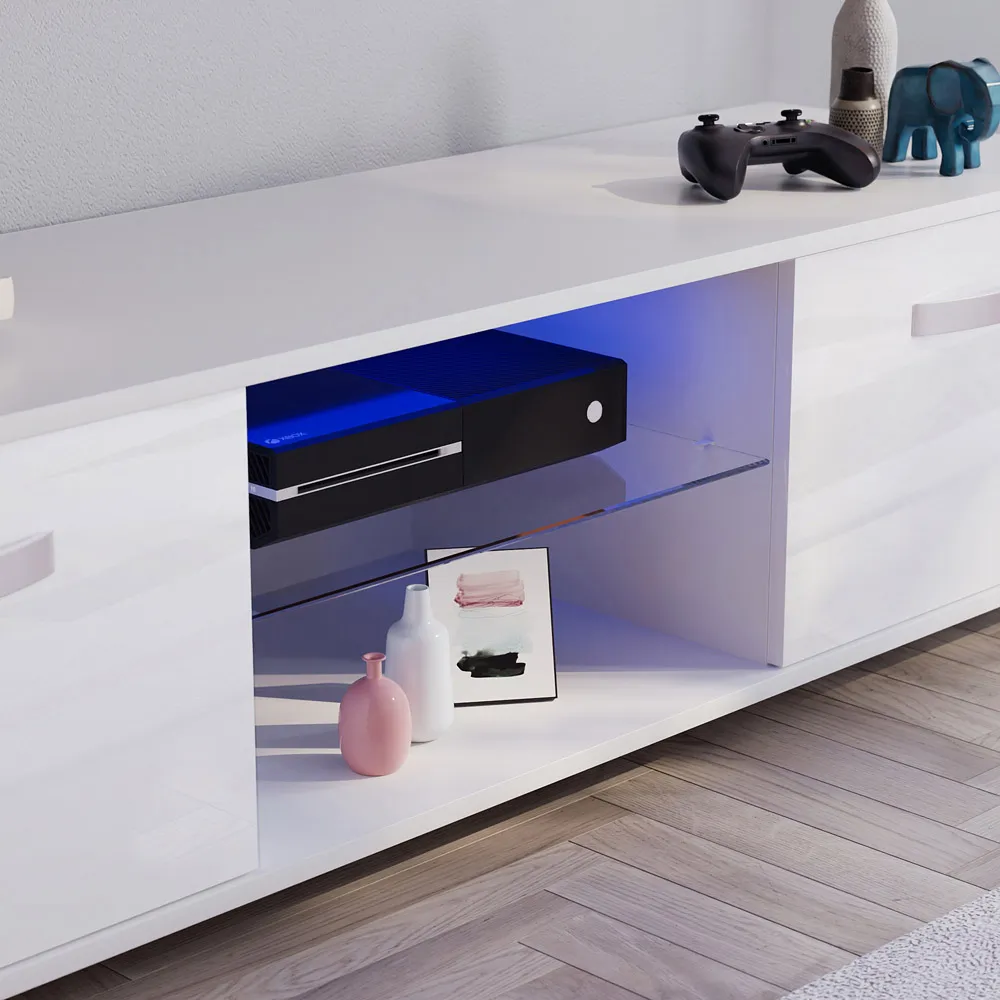 Cosmo 2 Door TV Unit with LED - White