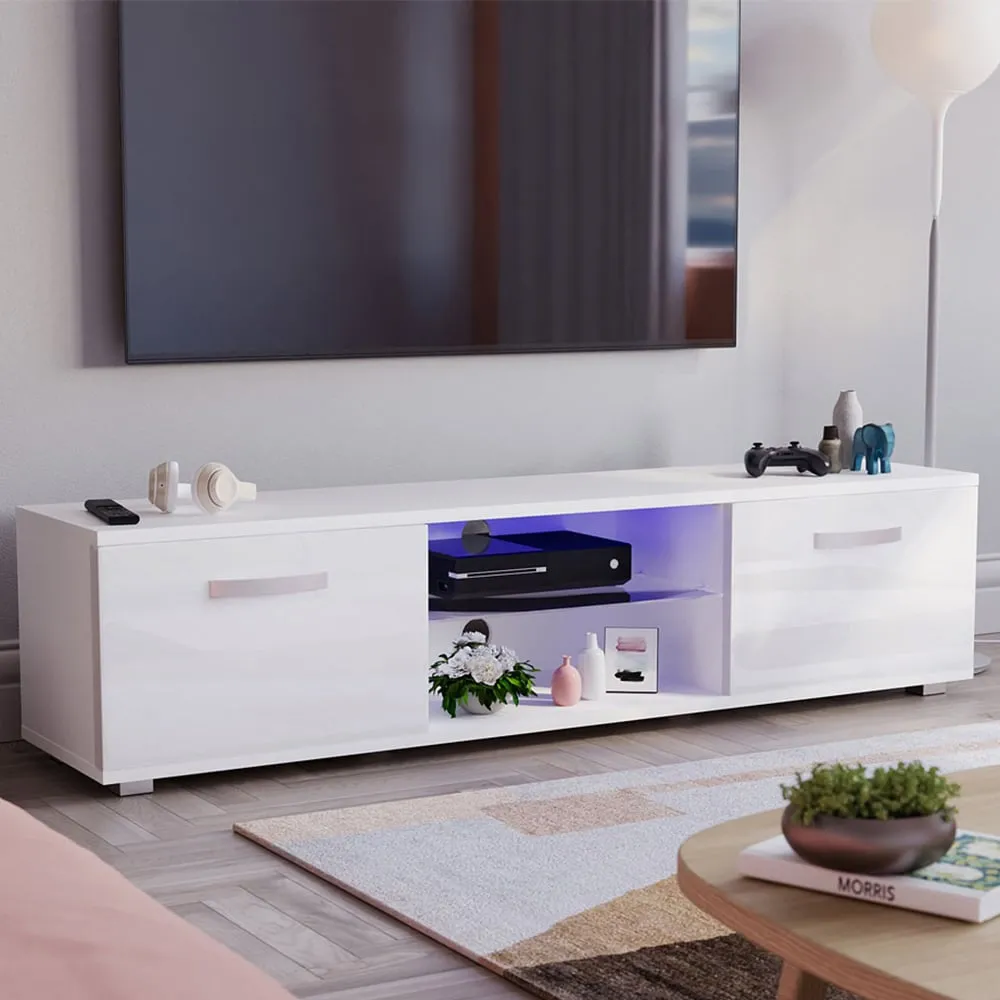 Cosmo 2 Door TV Unit with LED - White