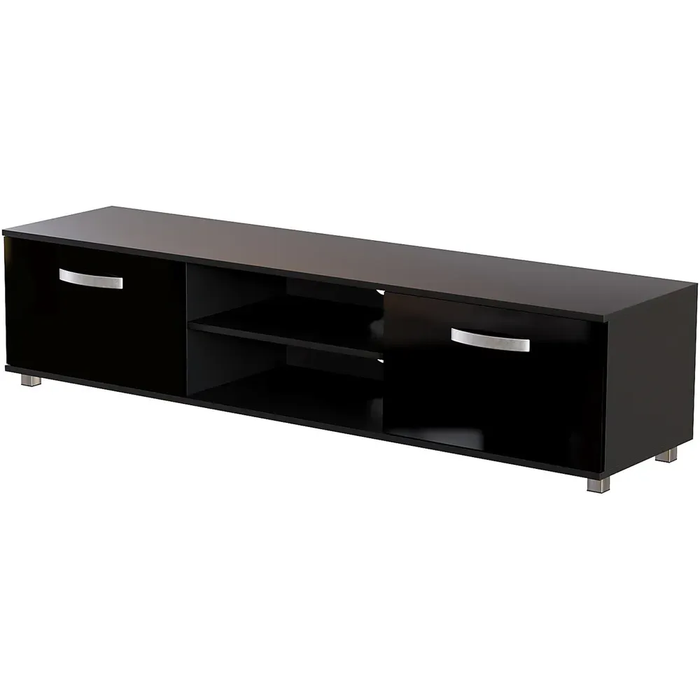 Cosmo 2 Door TV Unit with Shelf - Black