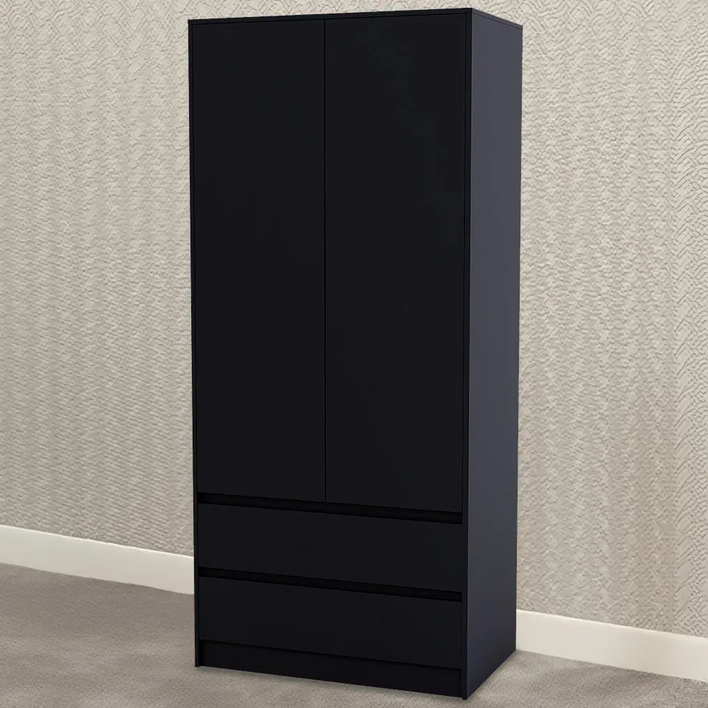 Denver 2 Door 2 Drawer Wardrobe - Black