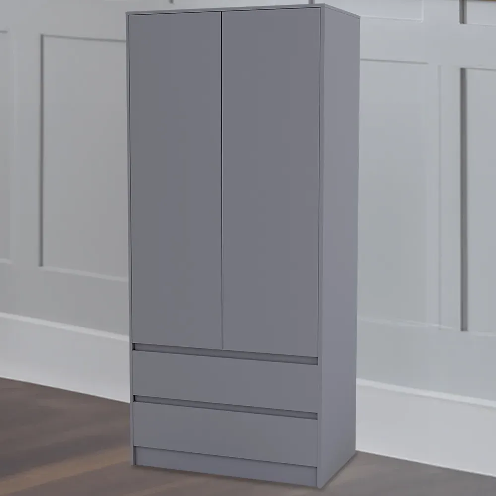 Denver 2 Door 2 Drawer Wardrobe - Grey