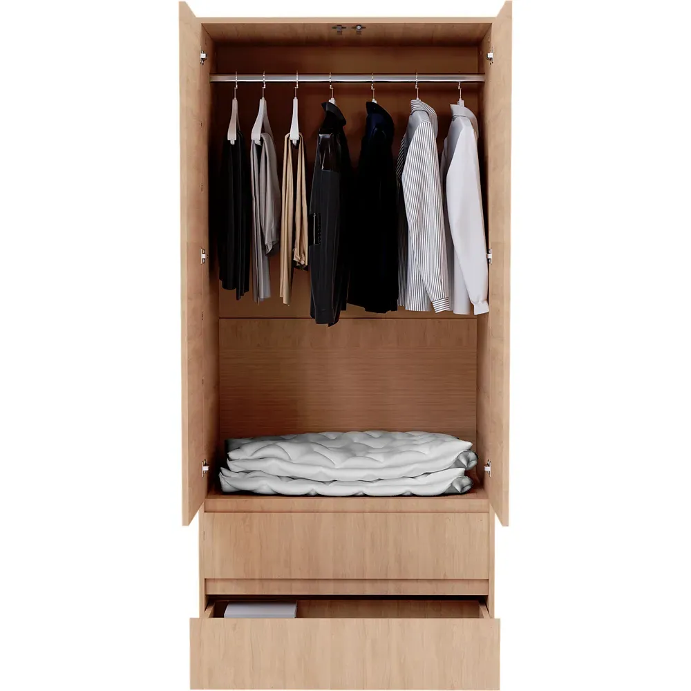Denver 2 Door 2 Drawer Wardrobe - Pine