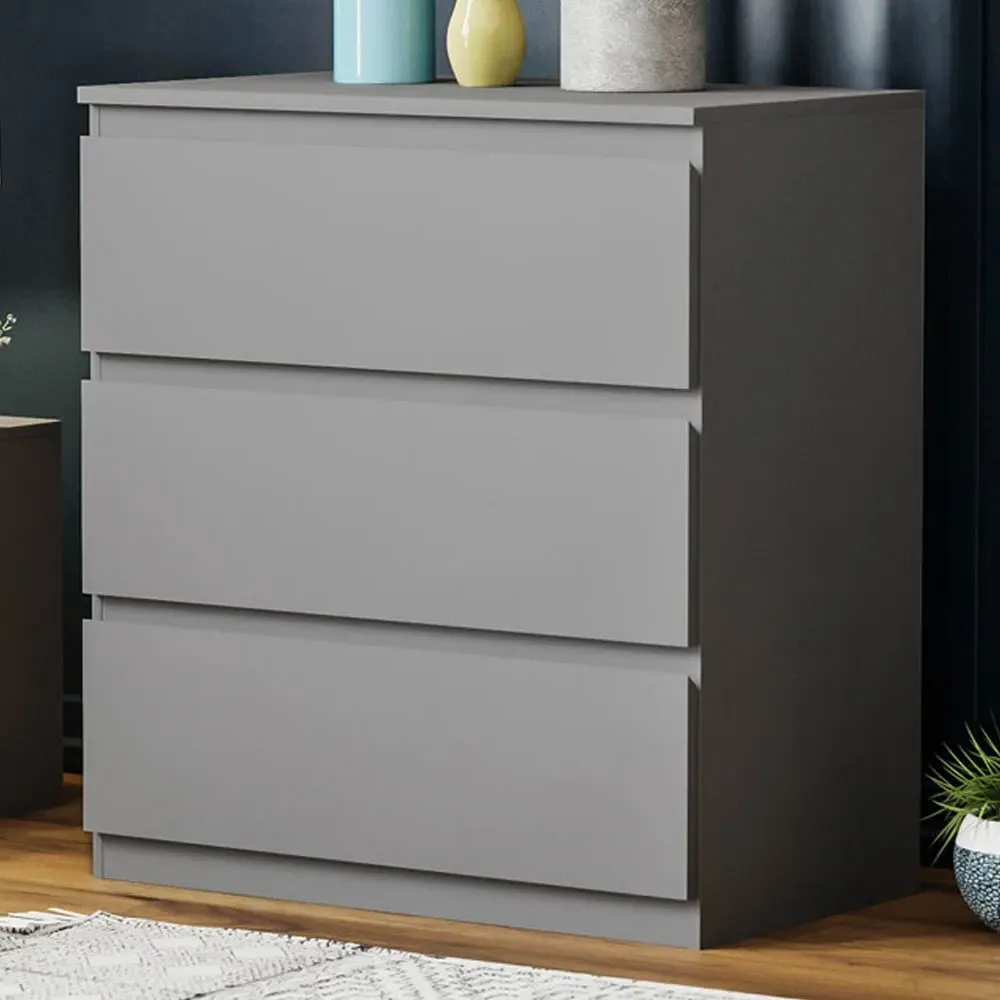 Denver 3 Drawer Chest of Drawers - Grey image