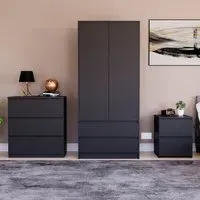 Denver 3 Piece Bedroom Furniture Set - Black