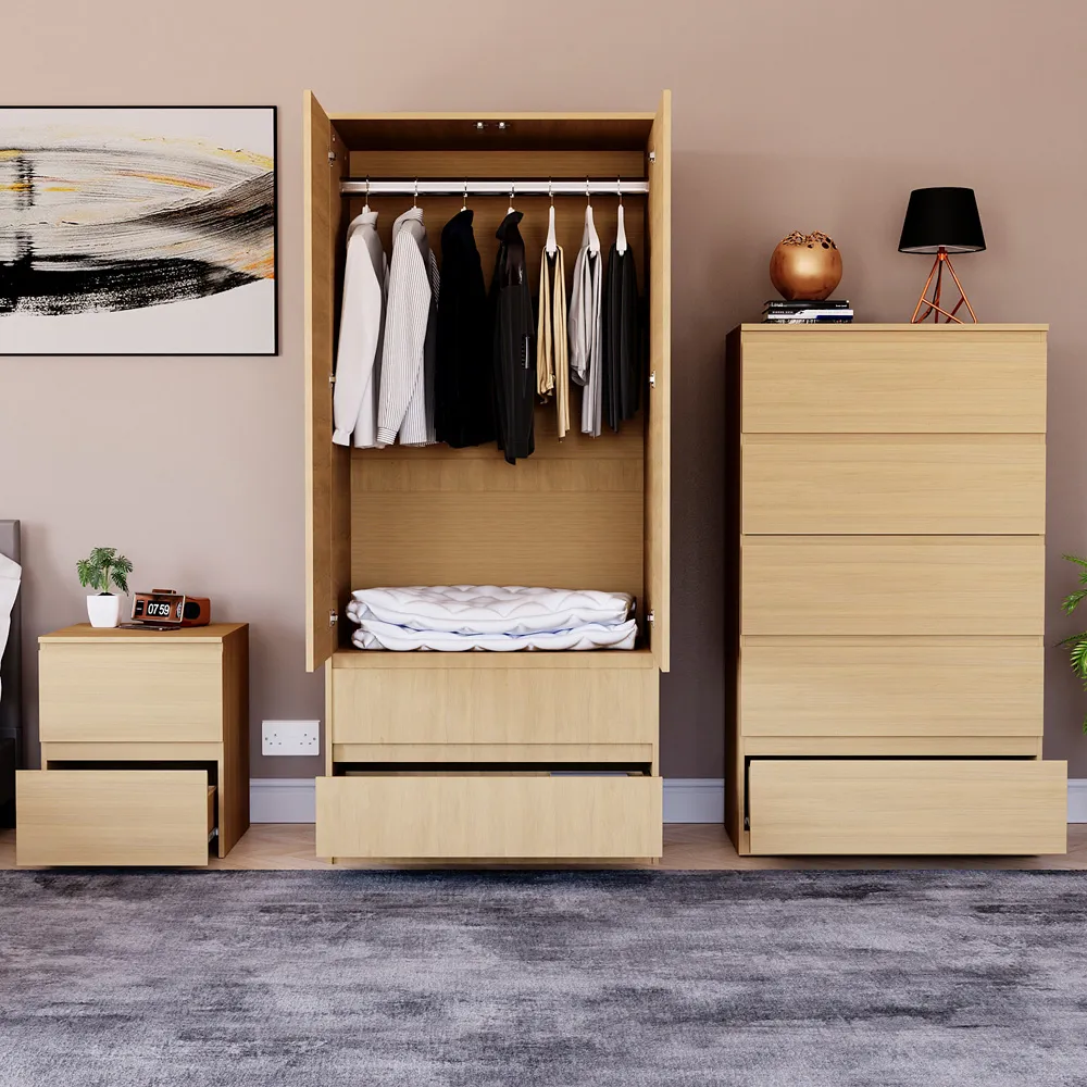 Denver 3 Piece Bedroom Furniture Set - Brown