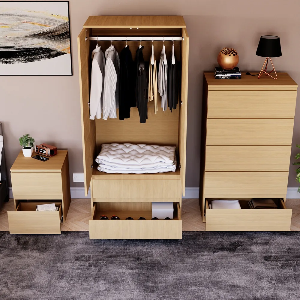 Denver 3 Piece Bedroom Furniture Set - Brown