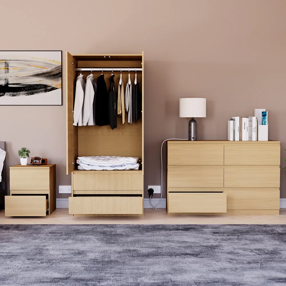 Denver 3 Piece Bedroom Furniture Set - Brown