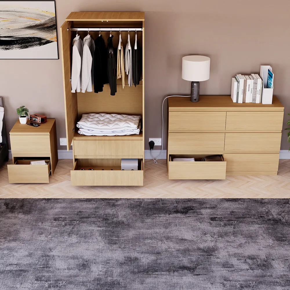 Denver 3 Piece Bedroom Furniture Set - Brown