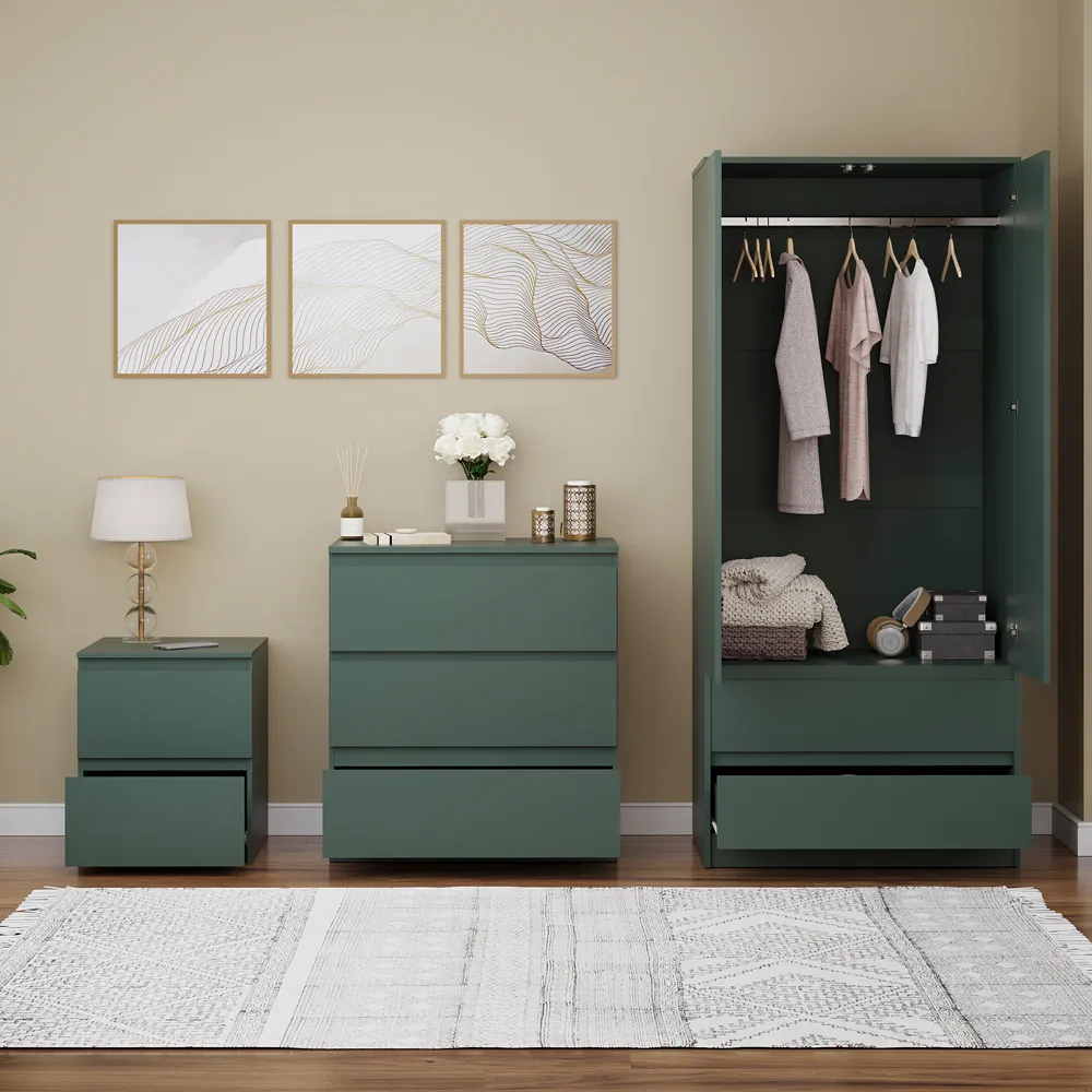 Denver 3 Piece Bedroom Furniture Set - Green