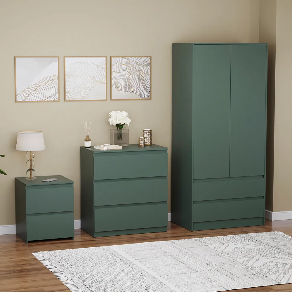 Denver 3 Piece Bedroom Furniture Set - Green