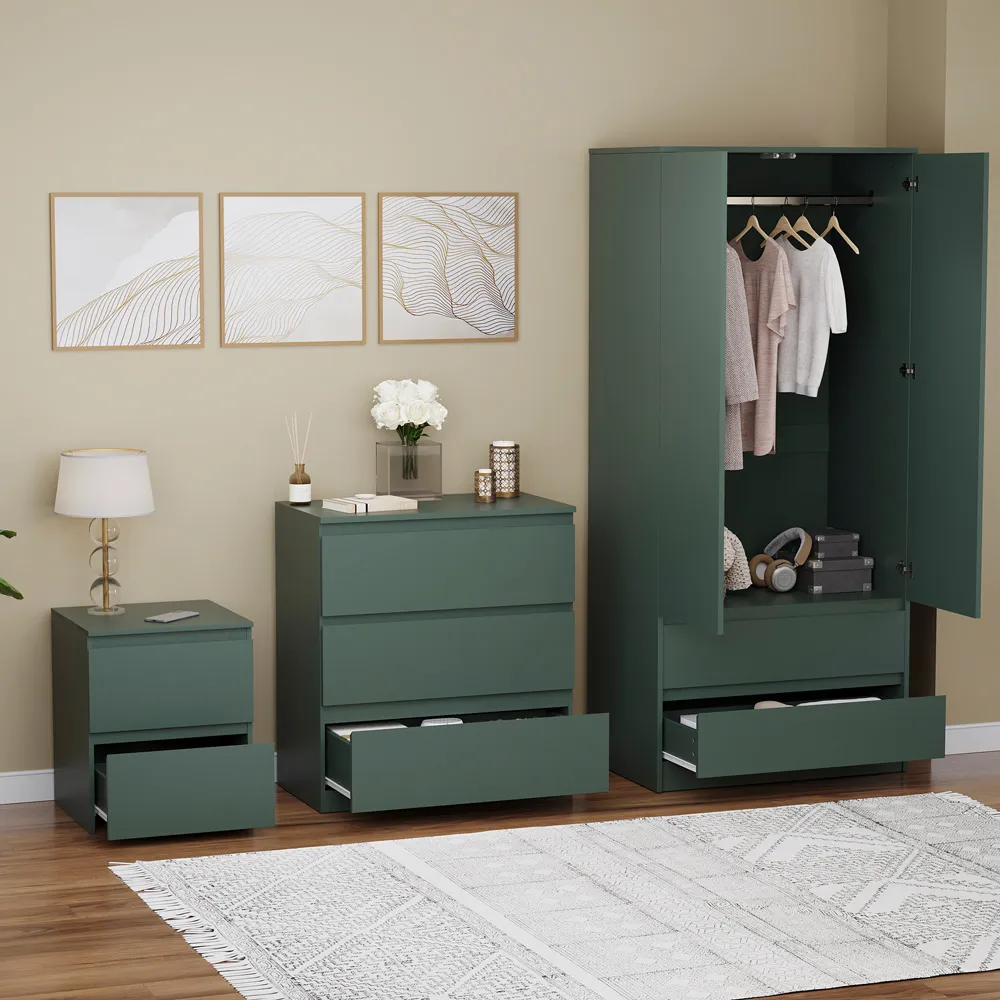 Denver 3 Piece Bedroom Furniture Set - Green