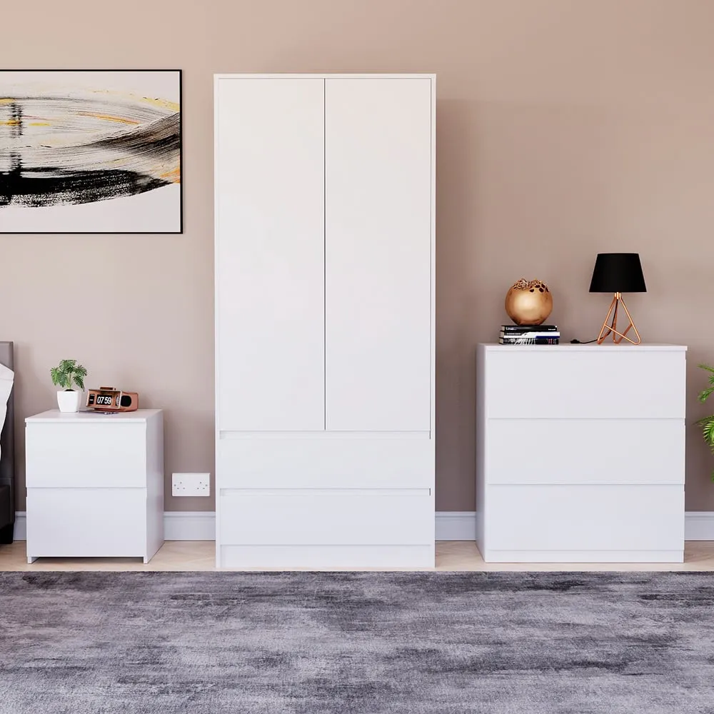 Denver 3 Piece Bedroom Furniture Set - White