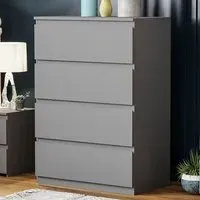Denver 4 Drawer Chest of Drawers - Grey