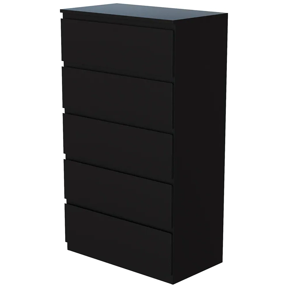 Denver 5 Drawer Chest of Drawers - Black