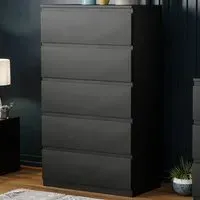 Denver 5 Drawer Chest of Drawers - Black