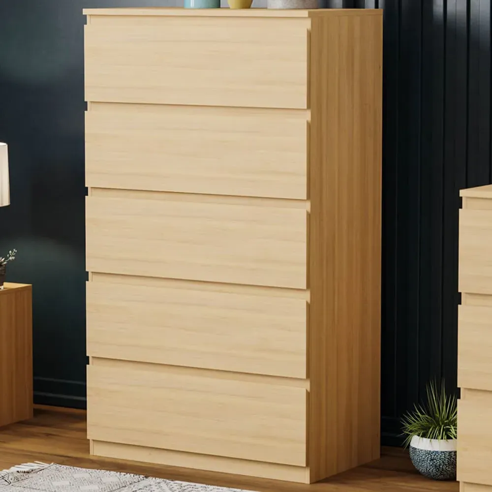 Denver 5-Drawer Chest of Drawers - Brown, Pine