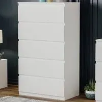 Denver 5 Drawer Chest of Drawers - White