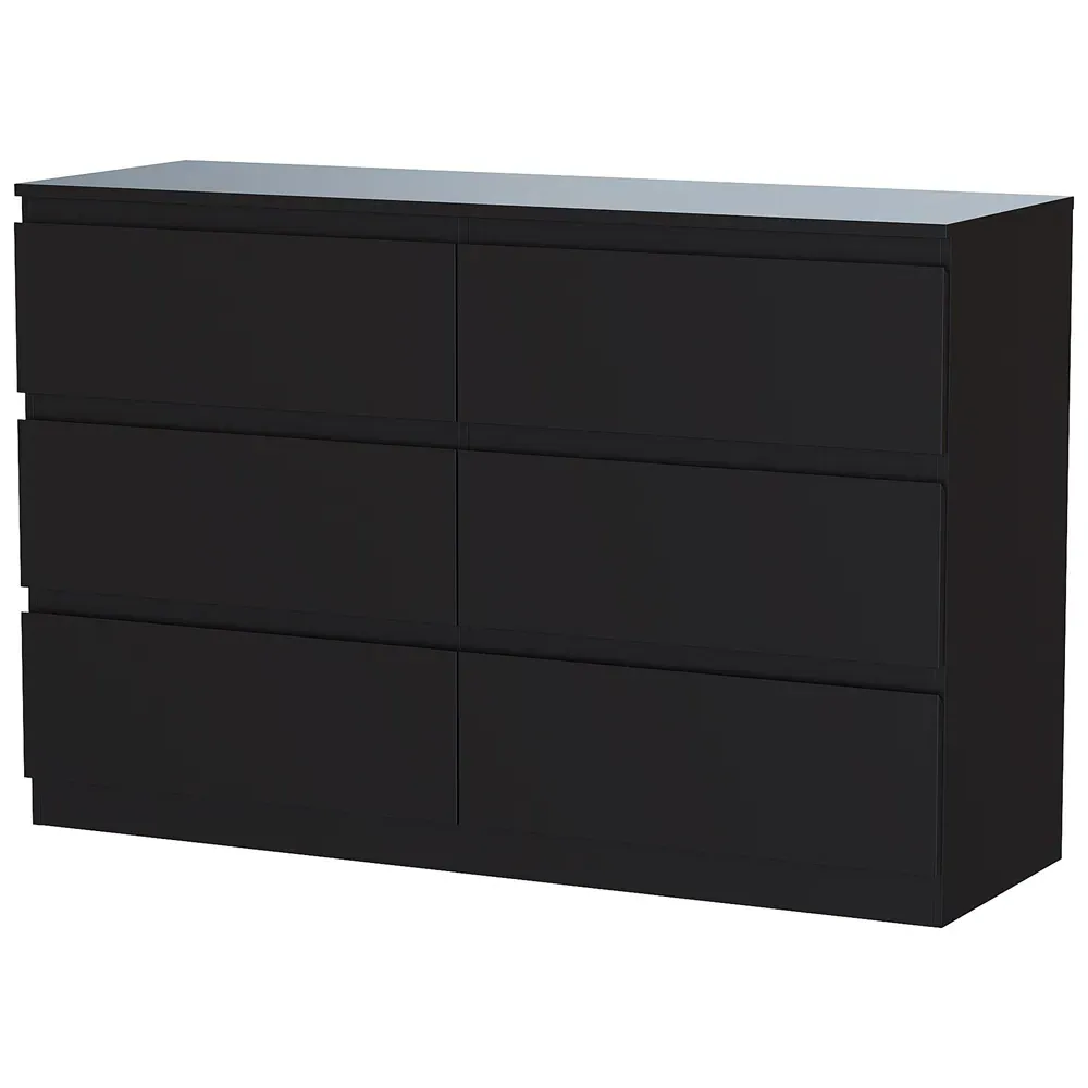 Denver 6 Drawer Chest of Drawers - Black