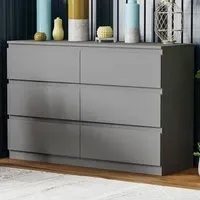 Denver 6 Drawer Chest of Drawers - Grey