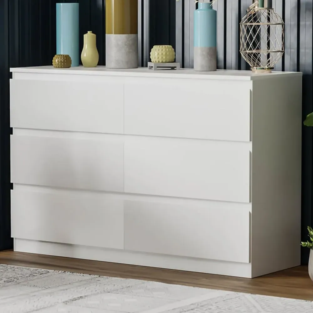 Denver 6 Drawer Chest of Drawers - White