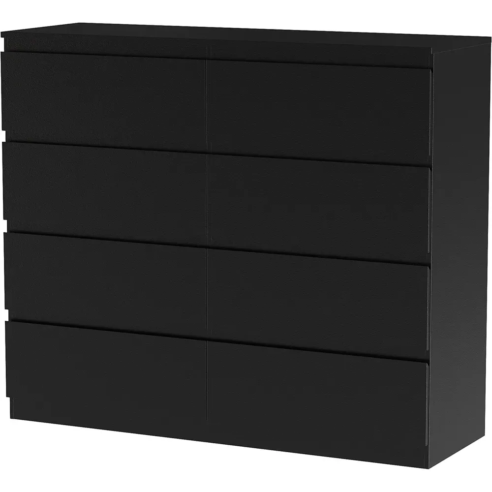 Denver 8 Drawer Chest of Drawers - Black