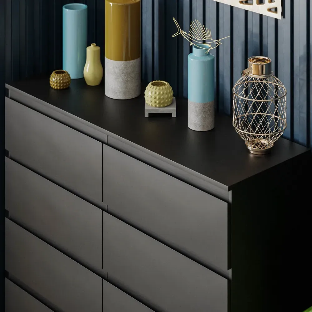 Denver 8 Drawer Chest of Drawers - Black