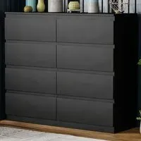 Denver 8 Drawer Chest of Drawers - Black