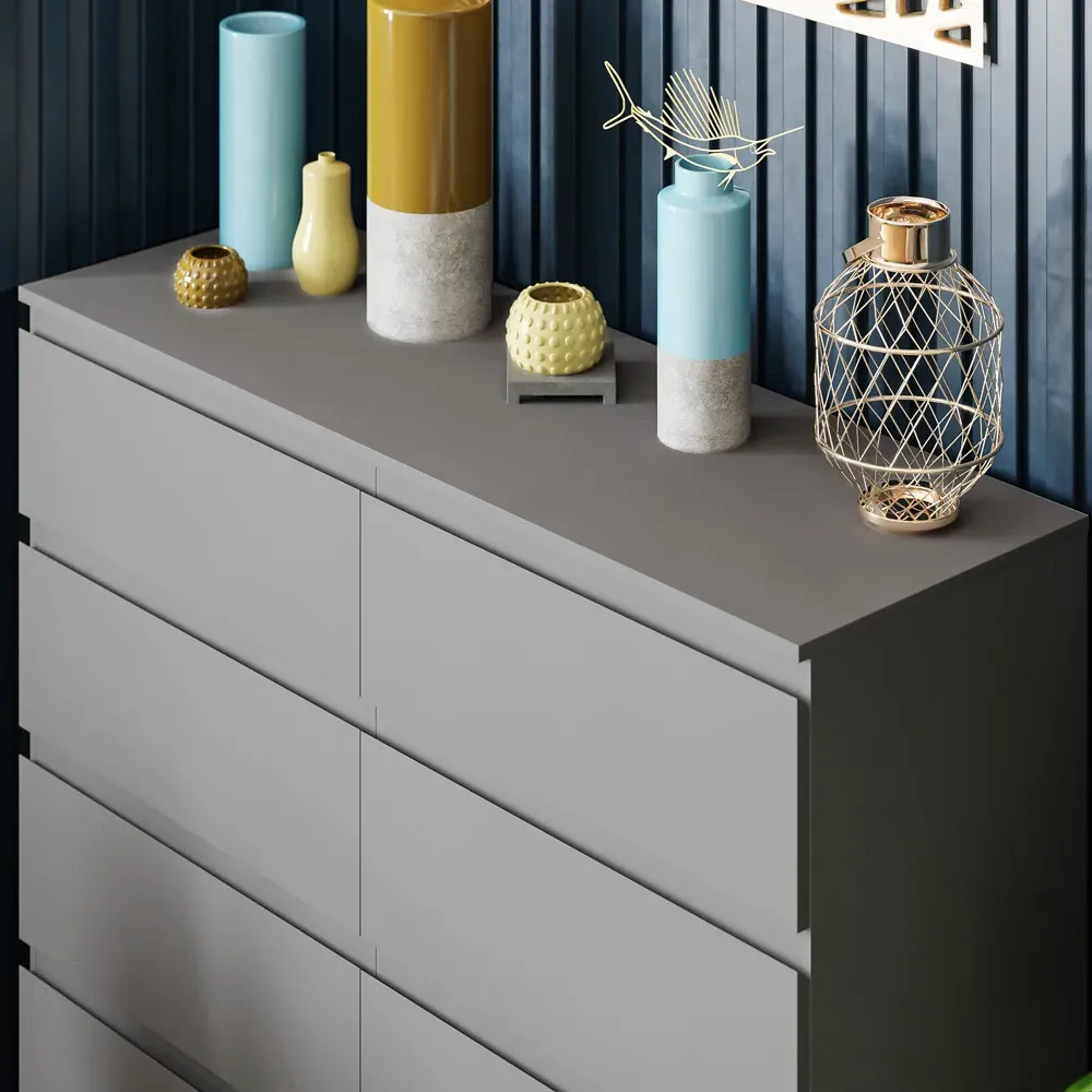 Denver 8 Drawer Chest of Drawers - Grey