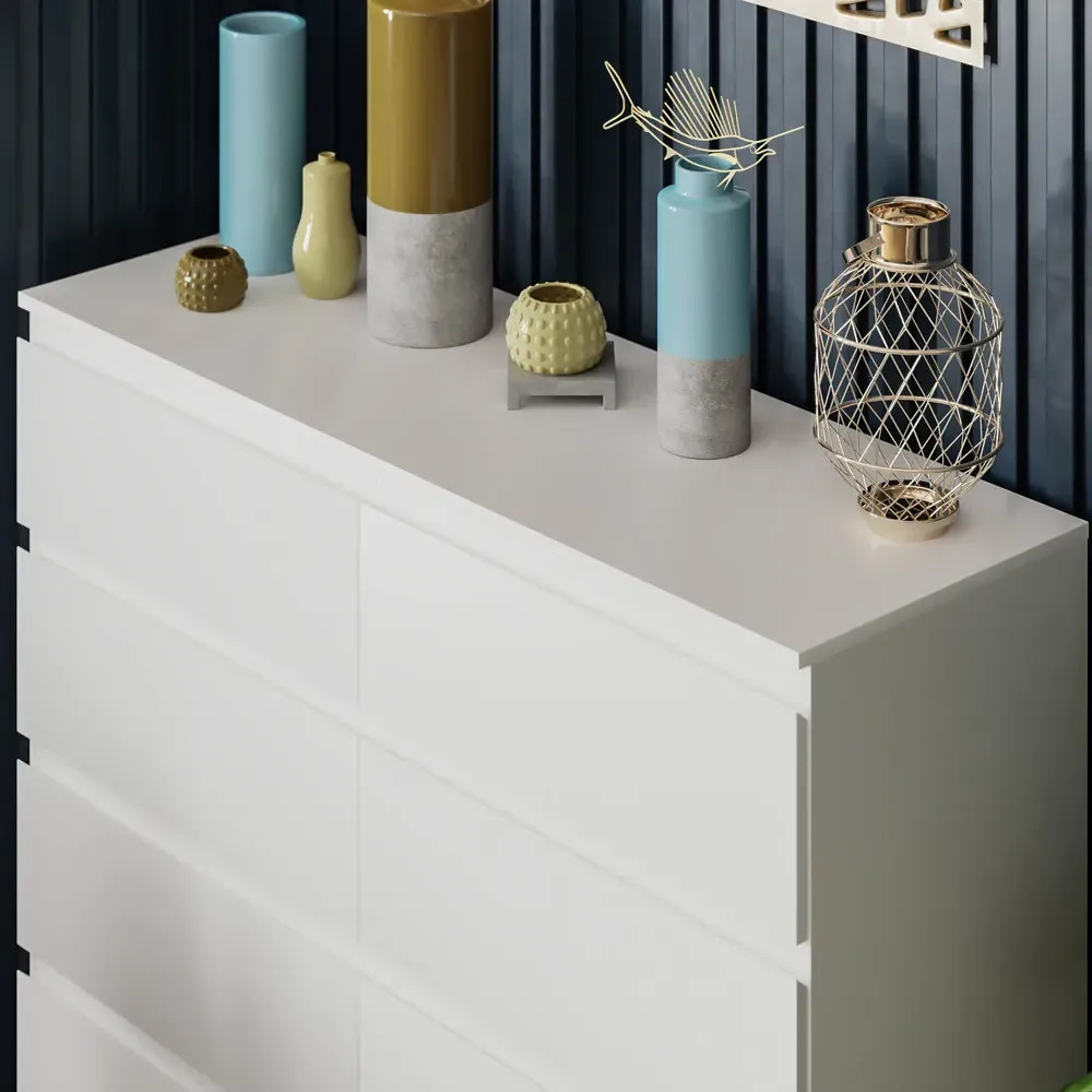 Denver 8 Drawer Chest of Drawers - White