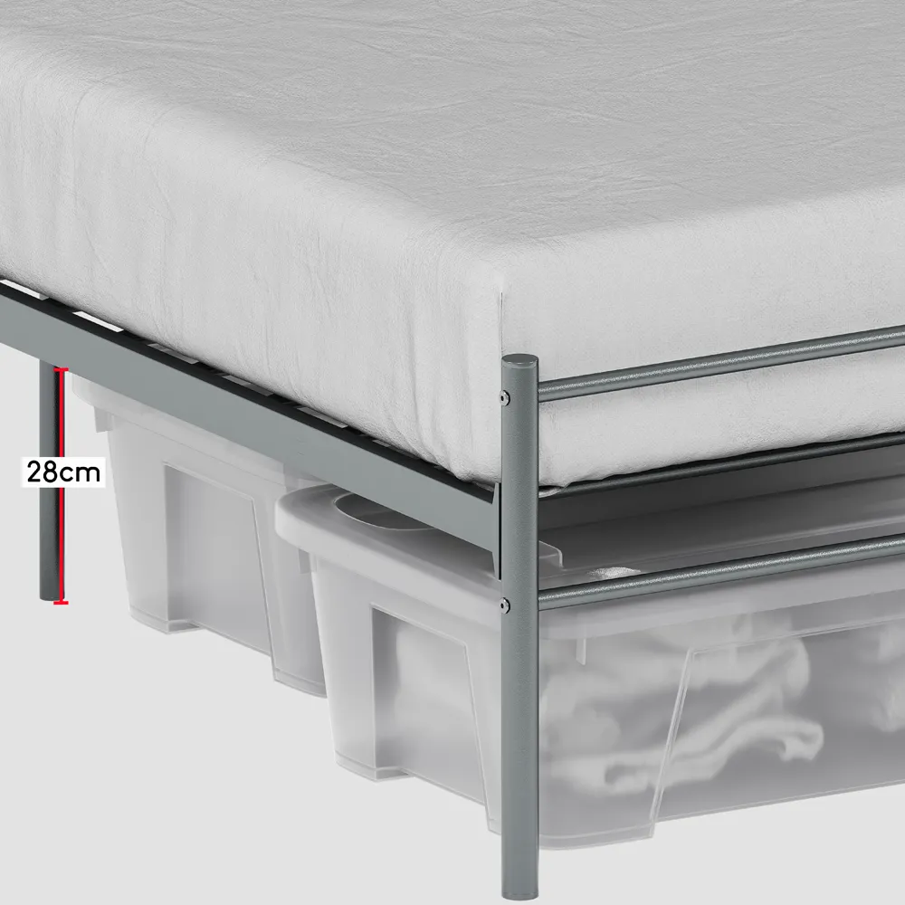 Dorset Double Bed Frame - Silver, Metal