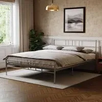 Dorset Double Bed Frame - Silver, Metal