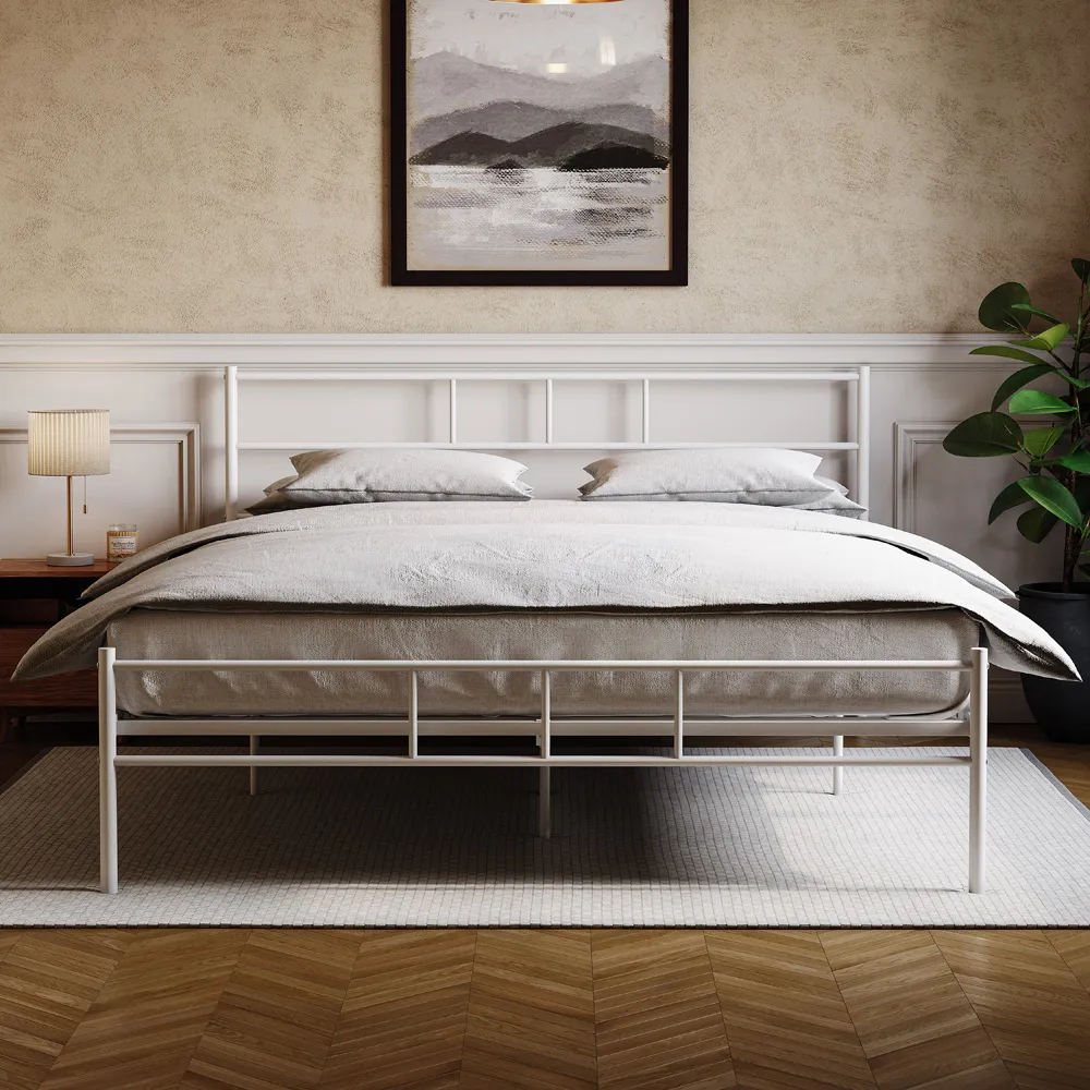 Dorset Double Bed Frame - White, Metal