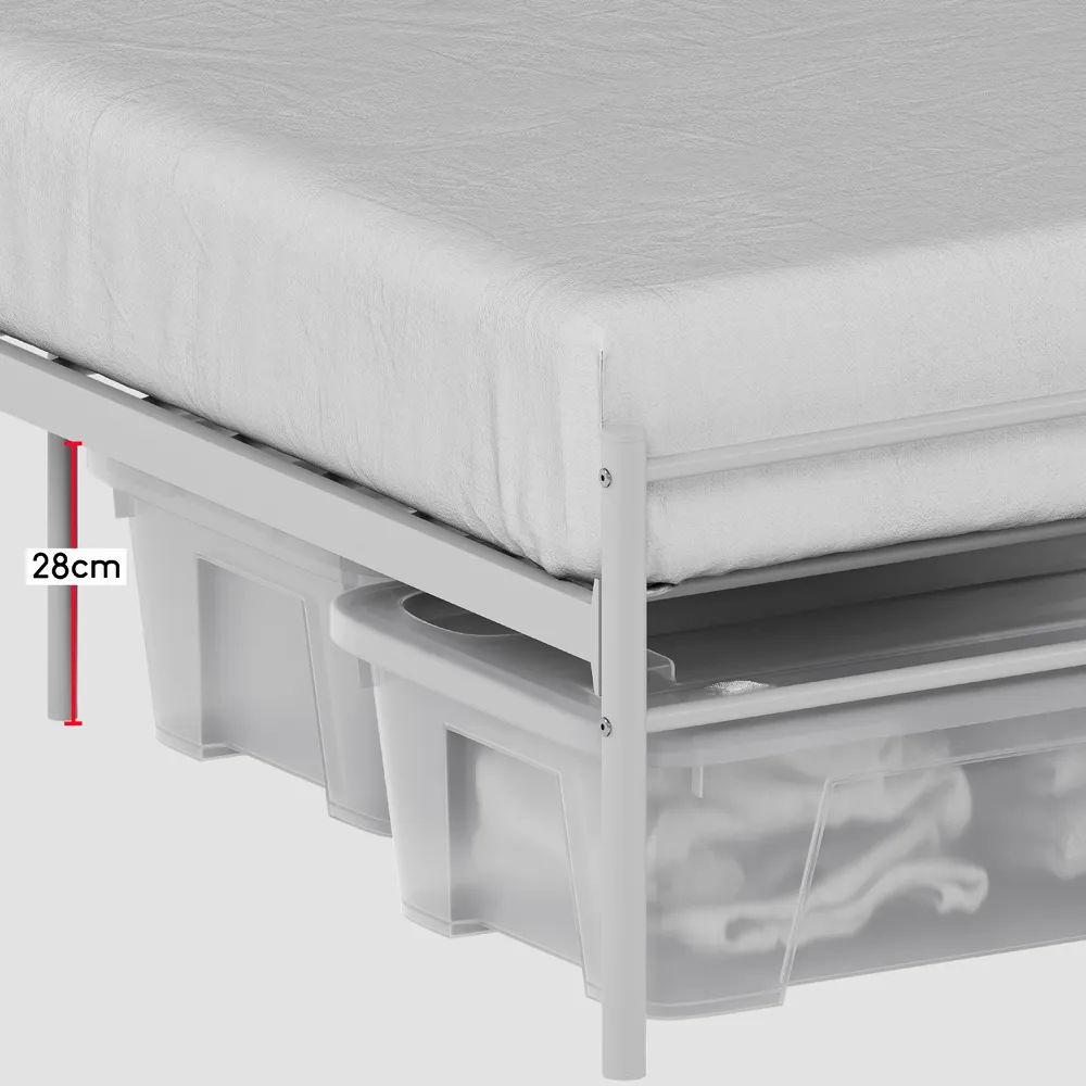 Dorset Double Bed Frame - White, Metal